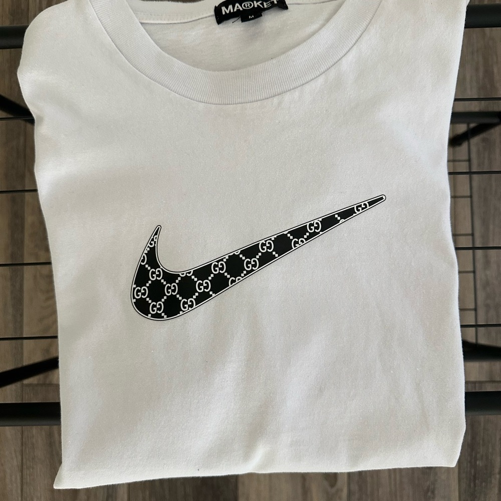 White T-Shirt with Black Logo Design